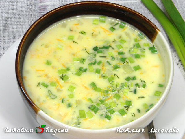 Сырный суп с рисом - фото рецепта