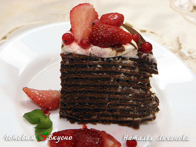 Блинный шоколадно-сливочный торт - фото рецепта
